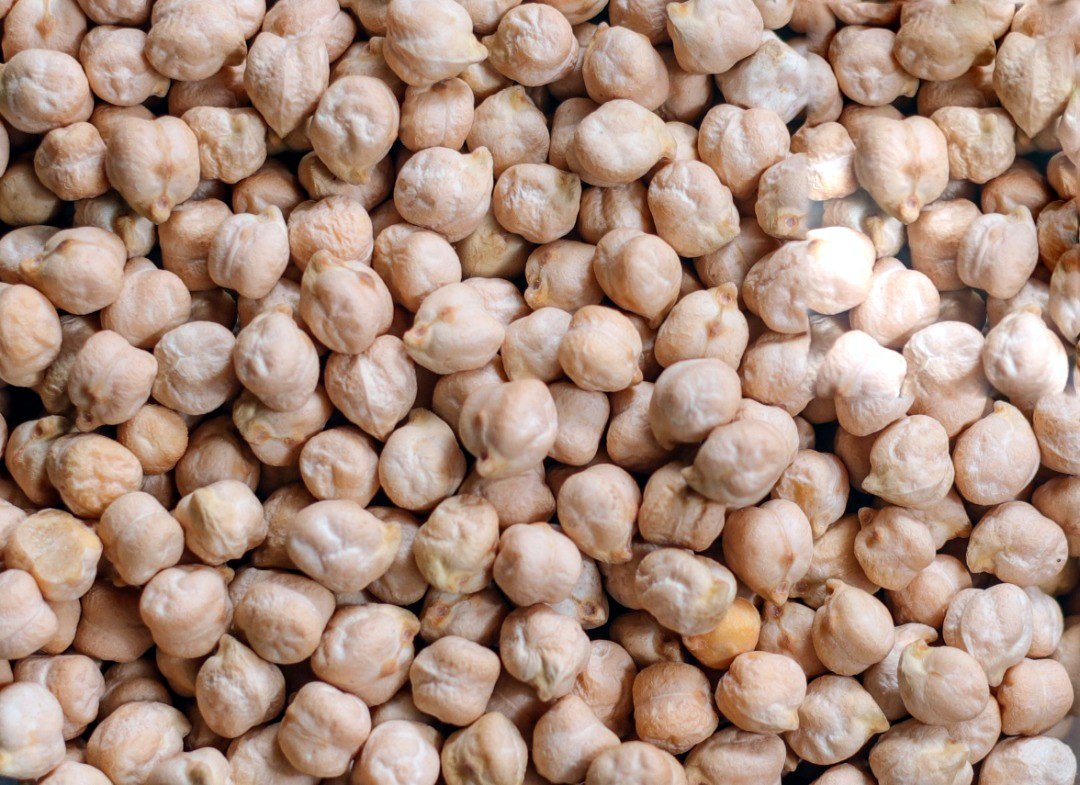 Kabuli chickpeas, pale beige, close up